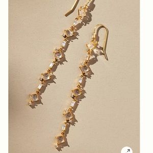 NWT Anthropologie Clear Linear Crystal Chain Drop Earrings
